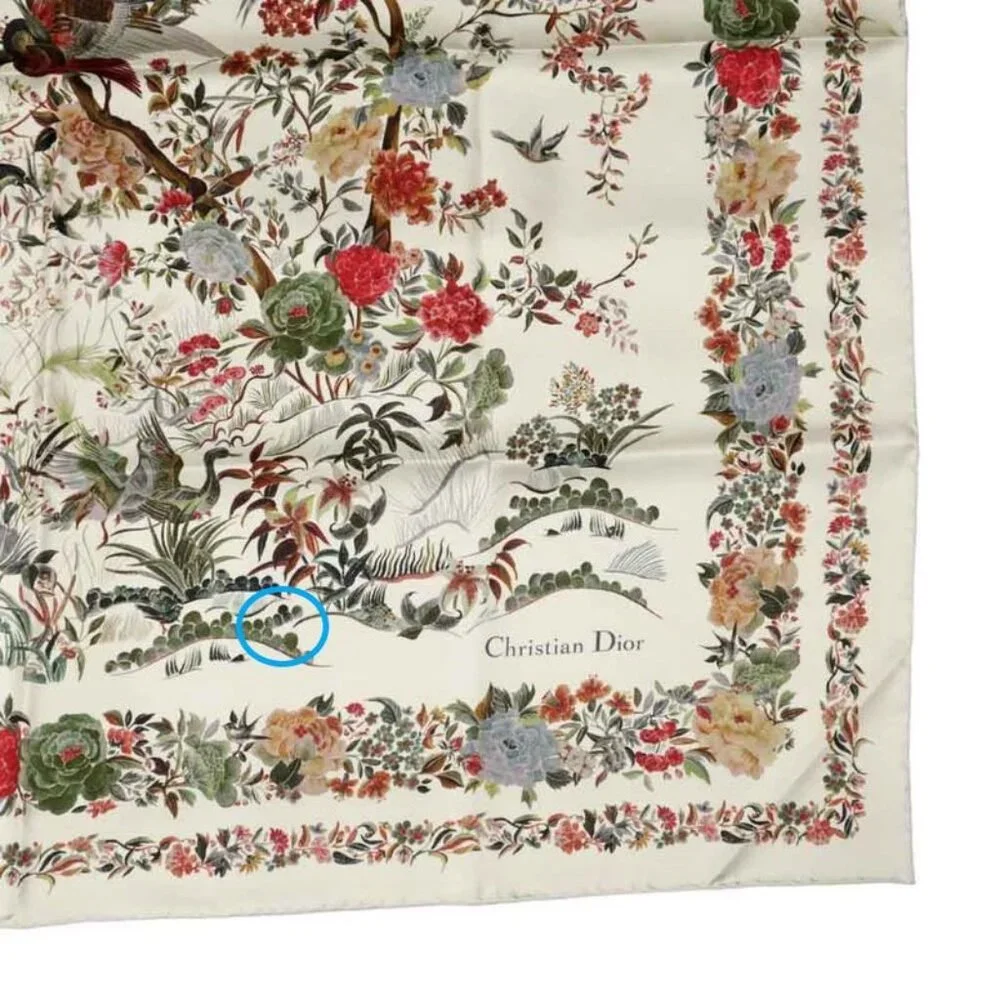 Dior Square Scarf Floral Pattern Beige 25 Jah090 Zkdo Accessories
